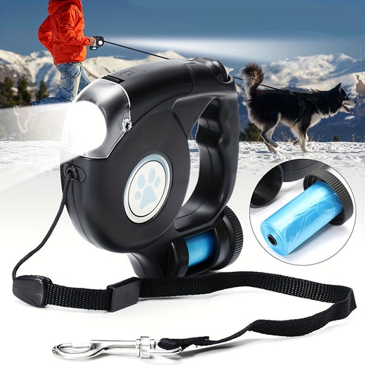 Ultimate Retractable Pet Leash - Heavy-Duty Automatic Telescopic Design with LED Light, Garbage Bag Holder