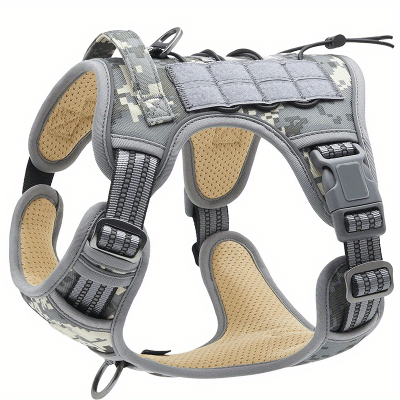 Tactical No-Pull Dog Harness – Adjustable Reflective Camouflage Vest for Large Dogs, Training & Service Use