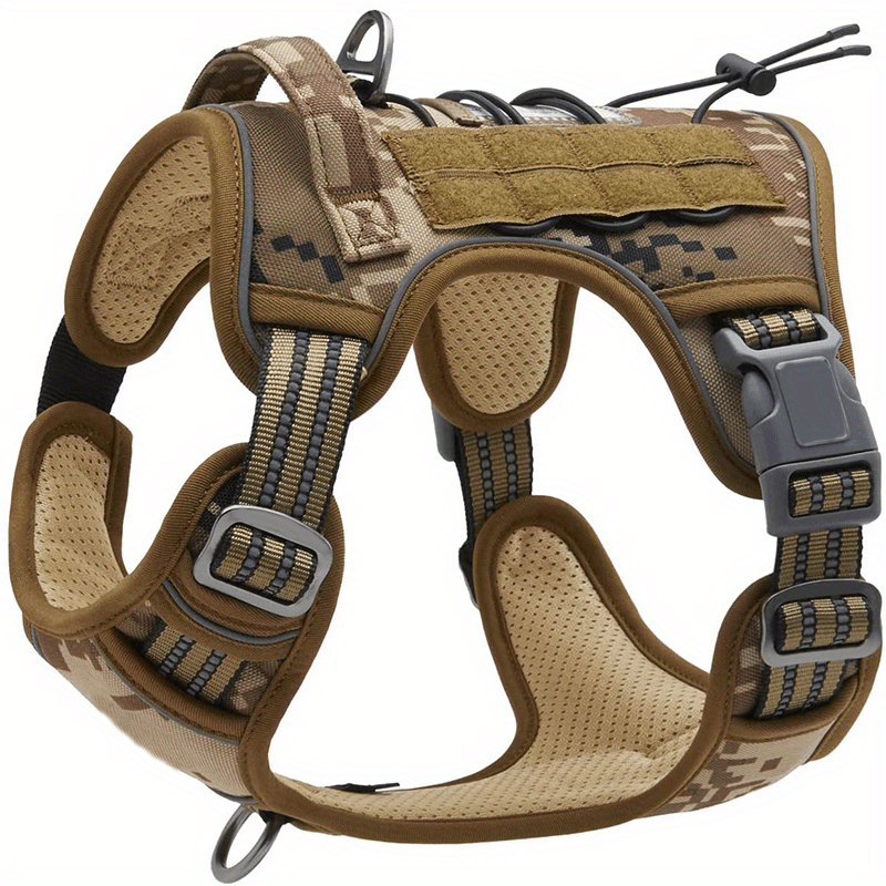 Tactical No-Pull Dog Harness – Adjustable Reflective Camouflage Vest for Large Dogs, Training & Service Use