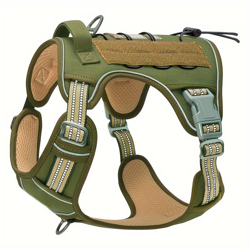 Tactical No-Pull Dog Harness – Adjustable Reflective Camouflage Vest for Large Dogs, Training & Service Use