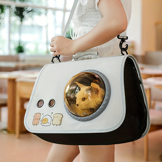 Space Capsule Pet Carrier - Portable Cartoon Cat & Dog Travel Bag - Crossbody & Shoulder Handbag