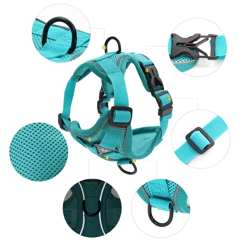 Adjustable Reflective Dog Harness Leash Set for All Sizes