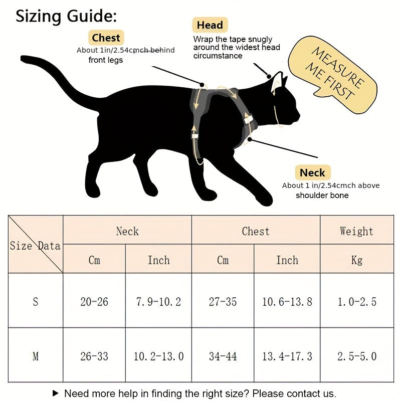 Emotional & Stylish Cat Harness & Leash Set for Small Pets