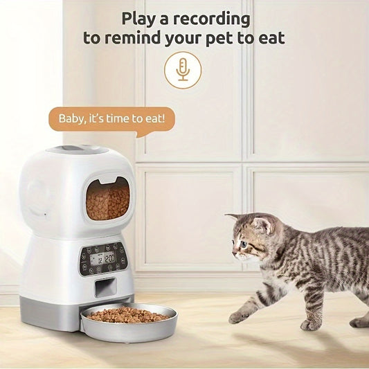 3.5L Smart Pet Feeder – Automatic Dispenser with Voice Recording